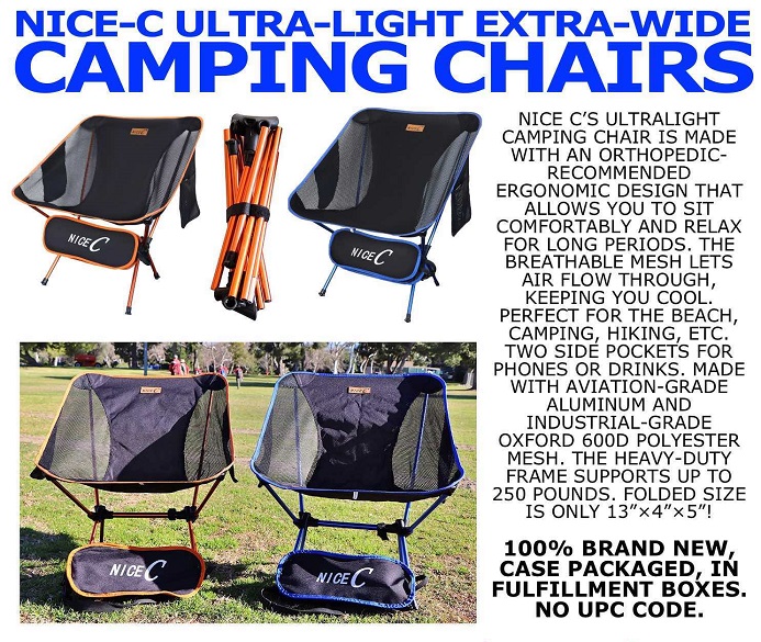 51022 - Nice-C Super-Compact Folding Camp Chairs USA